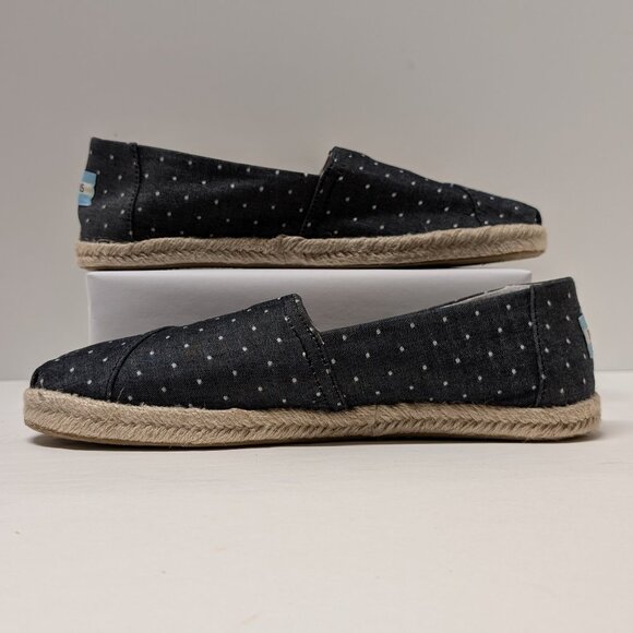 TOMS Classic Rope Sole Alpargata in Chambray Black Dot - NWT - Picture 7 of 16